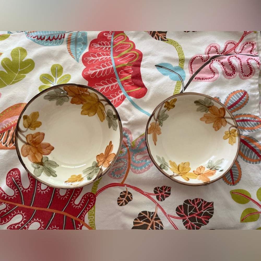 Franciscan October pattern Autumn and Fall dinnerware vintage bowls. EUC